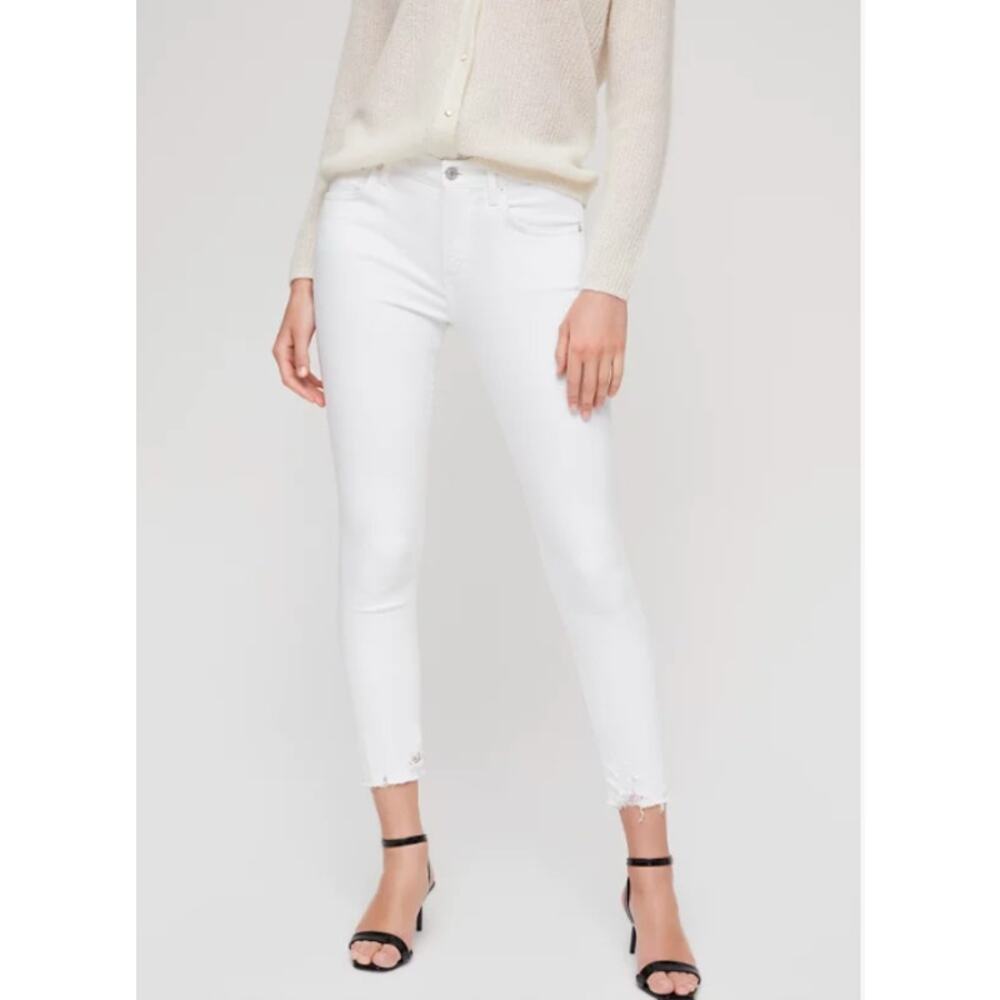 AGOLDE NWT Sophie High Rise Skinny White Denim Crop in Sanction // 00 (24) - Picture 4 of 12
